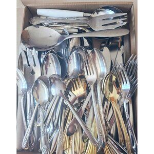 10lb Flatware Silverplate Stainless Gold Electroplate vtg DIY craft silverware